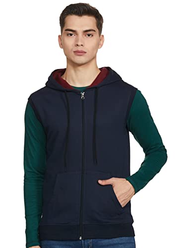 Diverse Men’S Cottonblend Hooded Neck Hooded Cut Sleeve Sweatshirt (Dcmssc07Rc19L384275Gm_Navy_M)