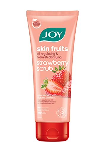 Joy Skin Fruits Oil Regulating And Blemish Clarifying Strawberry Face Scrub With Natural Vitamin C | 100% Vegan | No Harsh Chemicals | 200 Ml