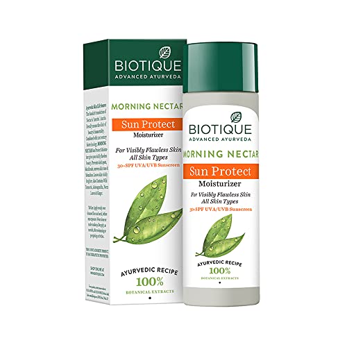 Biotique Morning Nectar Sun Protect Moisturizer For Visibly Flawless Skin All Skin Types, 120 Ml