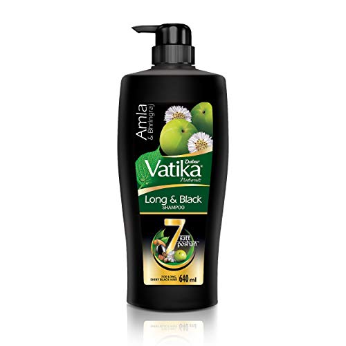 Dabur Vatika Long & Black Shampoo, With The Goodness Of Amla & Bhringraj For Shiny, Black Hair – 640Ml