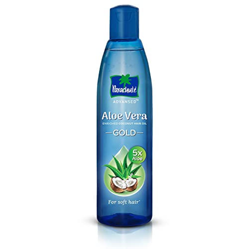Parachute Advansed Aloe Vera Enriched Coconut Hair Oil Gold | 5X Aloe Vera With Coconut Oil| Makes Hair Sooperr Soft | 250Ml, Clear