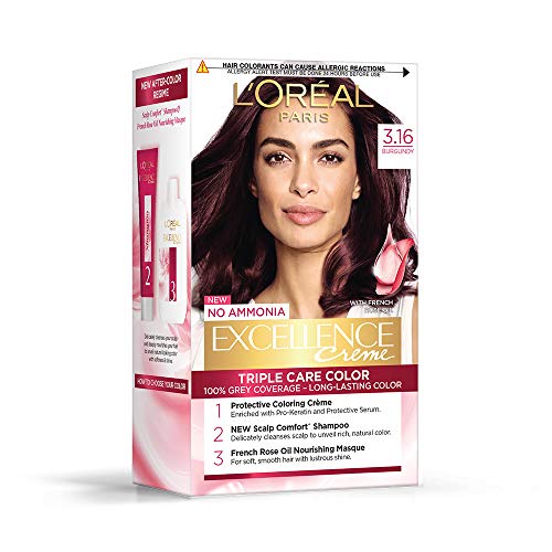 L’Oreal Paris Excellence Creme Hair Color, 3.16 Burgundy, 72Ml+100G