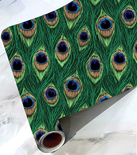 Cabana Homes (45Cm X 125Cm, 2 Rolls) (12 Sq. Ft) Wall Stickers Diy Wallpaper Peacock Feather – Self Adhesive – Living Room – Bedroom – Sofa Background – Ceiling – Gypsum Board – Office