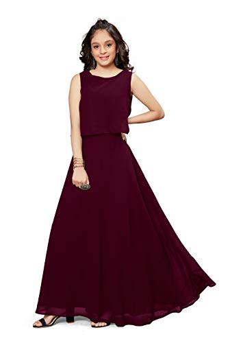Fashion Dream Girls Maxi Gown (Gmd007-Bride_Wine-13-14 Year_Red_13 Years-14 Years)