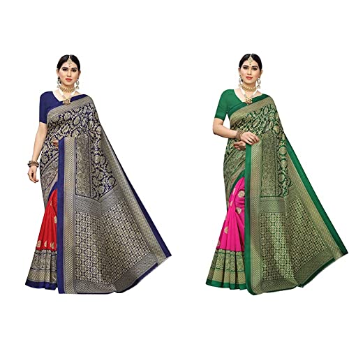 Yashika Venkatagiri Art Silk With Blouse Piece Saree (Sdpl-Metro_Red_Free Size) And Venkatagiri Art Silk With Blouse Piece Saree (Sdpl-Metro_ Pink_ Free Size)