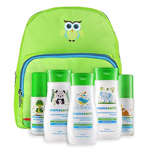 Mamaearth Complete Baby Care Kit With Baby Lotion, Shampoo, Body Wash, Mosquito Repellent & Sunscreen In An Amazing Water Proof Baby Bag, White