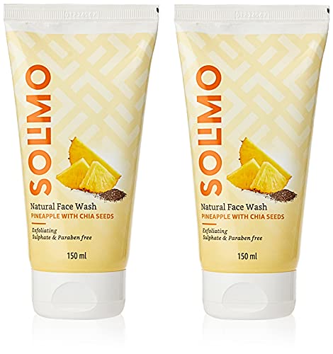 Amazon Brand – Solimo Pineapple Face Wash With Chia Seed, 150Ml (Pack Of 2)