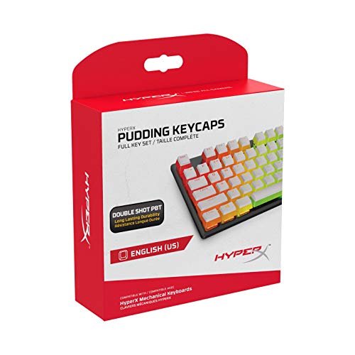 Hyperx Double Shot Pbt Pudding Full Oem Profile, English Us Layout 104 Keycaps Set With Translucent Layer For Mechanical Keyboards – White (Hkcpxp-Wt-Us/G)