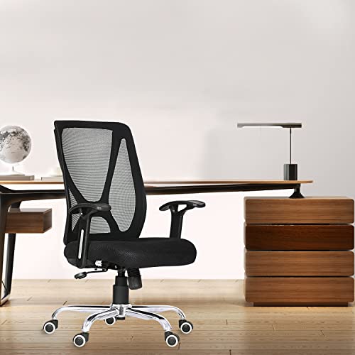 Da Urban® Xcess Mid-Back Revolving Mesh Ergonomic Chair For Home & Office With Tilt Lock Mechanism, Armrest & High Comfort Seating (Black)