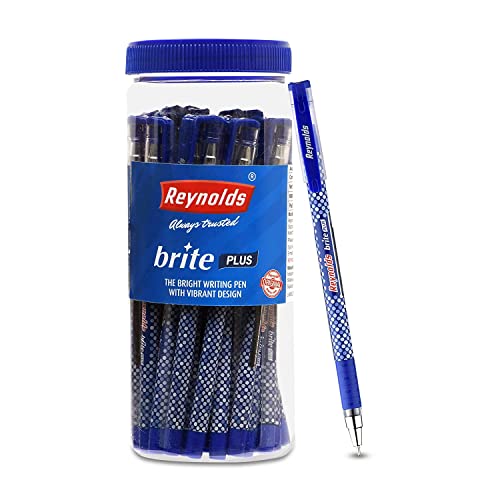 Reynolds Brite Plus 25 Pens Jar Blue Lightweight Ball Pen With