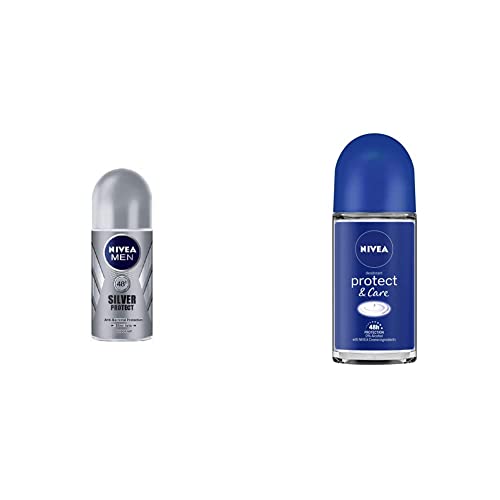 Nivea Deodorant Roll On, Silver Protect For Men, 50Ml And Deodorant Roll On, Protect & Care For Men, 50Ml