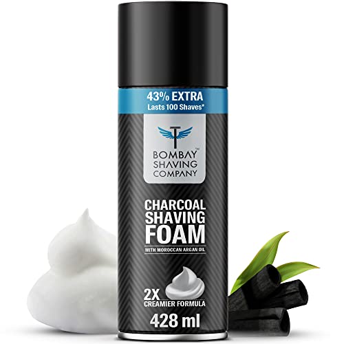 Bombay Shaving Co 425G Charcoal Shaving Foam – More Than 100 Shaves(Activated Charcoal And Moroccan Argan Oil), 428 Ml With 43% Extra Free