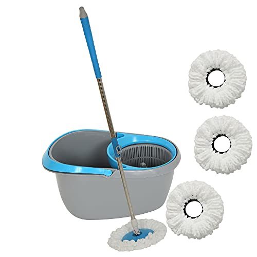 Frestol Plastic Mop +4 Refill+Rod – Grey/Blue
