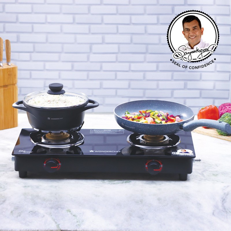Wonderchef Ruby Plus Glass Manual Gas Stove(2 Burners)