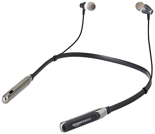 Amazon Basics Bluetooth 5.0 Neckband With Up To 15 Hours Playtime, Magnetic Earbuds, Deep Bass And Ipx4 Rated