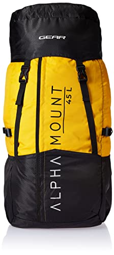 Gear Alphamount 45L Water Resistant Trekking Travel Rucksack For Men,Women – Black Yellow