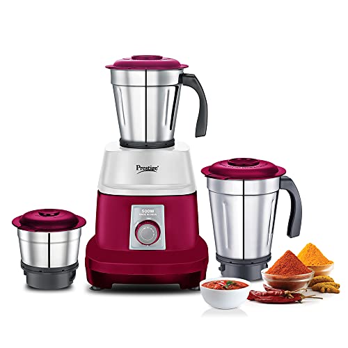 Prestige Orion 500 Watts Mixer Grinder With 3 Stainless Steel Jars (1200Ml, 1000Ml, 500Ml,Red)