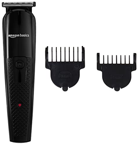 Amazon Basics Cordless Beard Trimmer With 2 Trimming Combs – 45 Minutes Runtime, Black